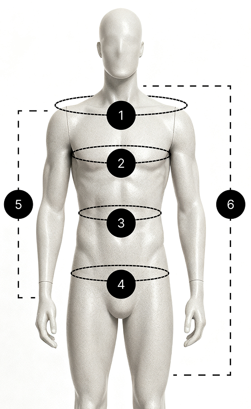Guia de Medidas – Jaleco Masculino